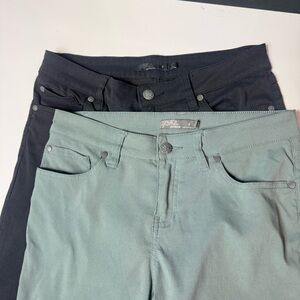 Lot Of 2 PrAna Briann Pant 4 Women’s Teal & Black Travel Hike Outdoors Packable